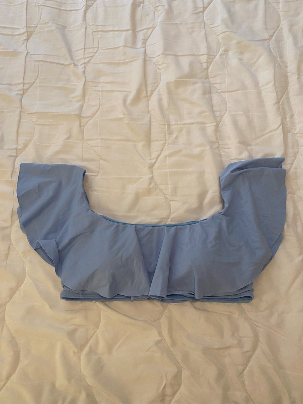Pink Lily Light Blue Ruffle Off-Shoulder Bikini Top
